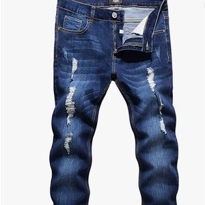 ZLZ Blue Ripped Distressed Jeans
